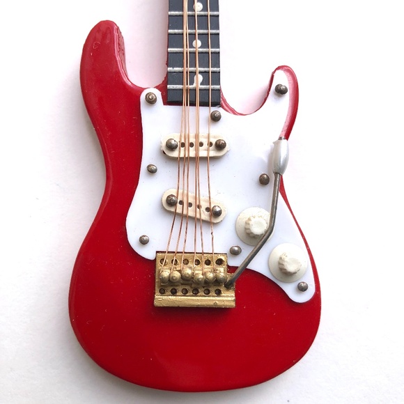 Mini Electric Guitar Fender Instrument Hanging Ornament Red Broadway Gifts music - Picture 6 of 13